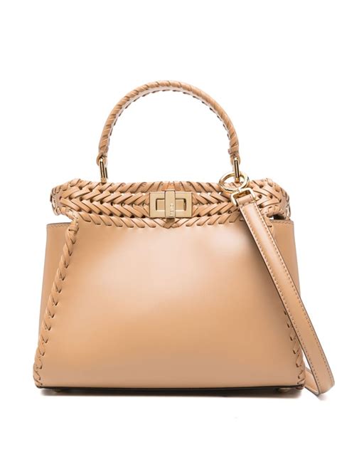 Shop Fendi Mini Peekaboo Leather Satchel 